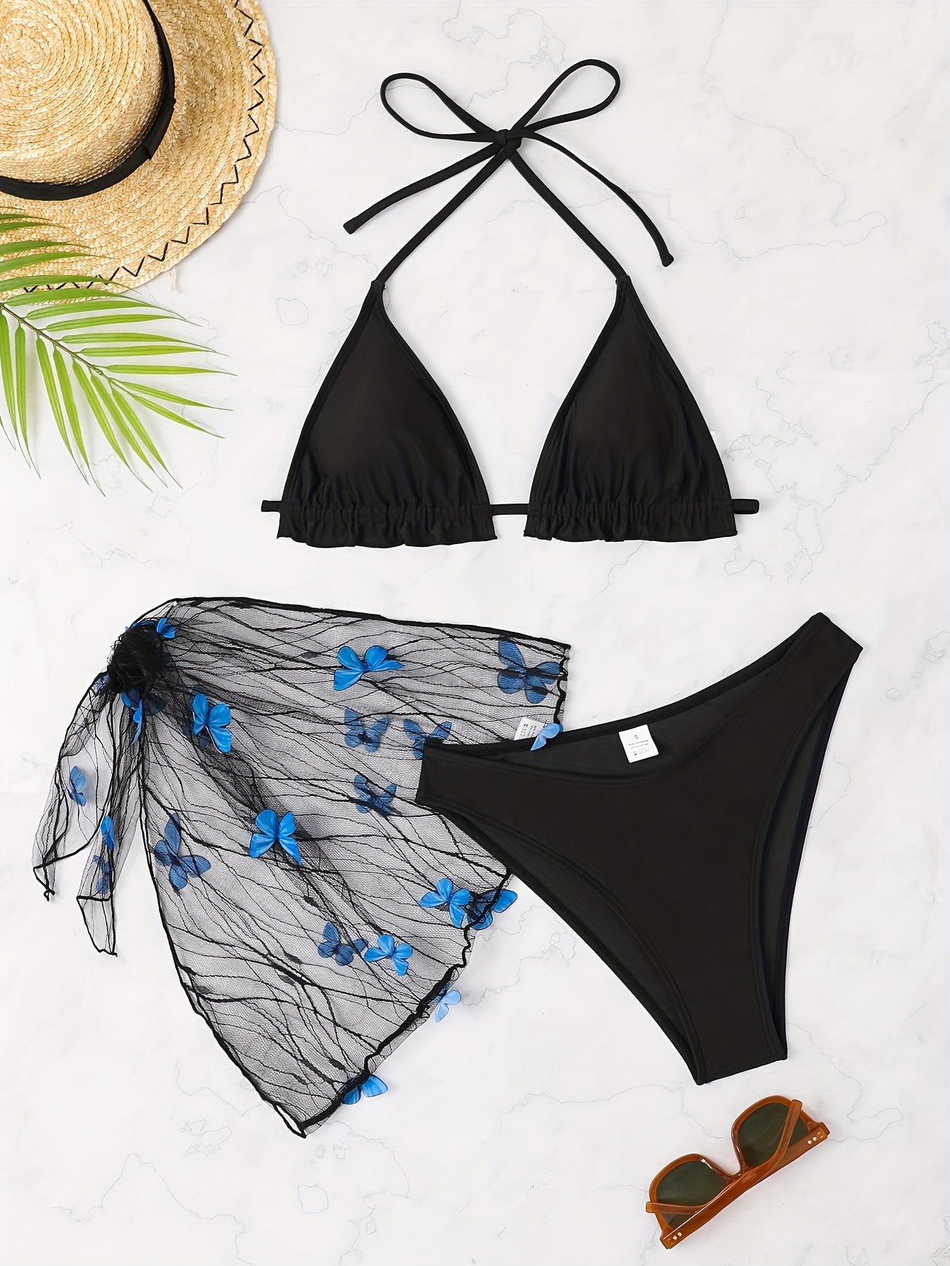 Women's Fashion Bikini Set, Sexy Mesh Skirt With Lace Trim, Holiday Style Swimsuit