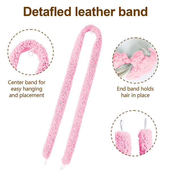 Satin Heat-free Curling Rollers, Lazy Natural Soft Wave DIY Heat-free Curls, Suitable For Overnight Use Before Sleep, Suitable For All Hair Types - Pink, Not Allowed To Be Sold On The Amazon Platform