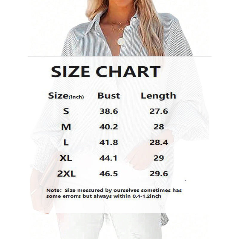 Women's Casual Striped Long Sleeve ShWith Button-Downirt  Collar & Knit Cuff Detail - Classic Spring&Fall Blouse