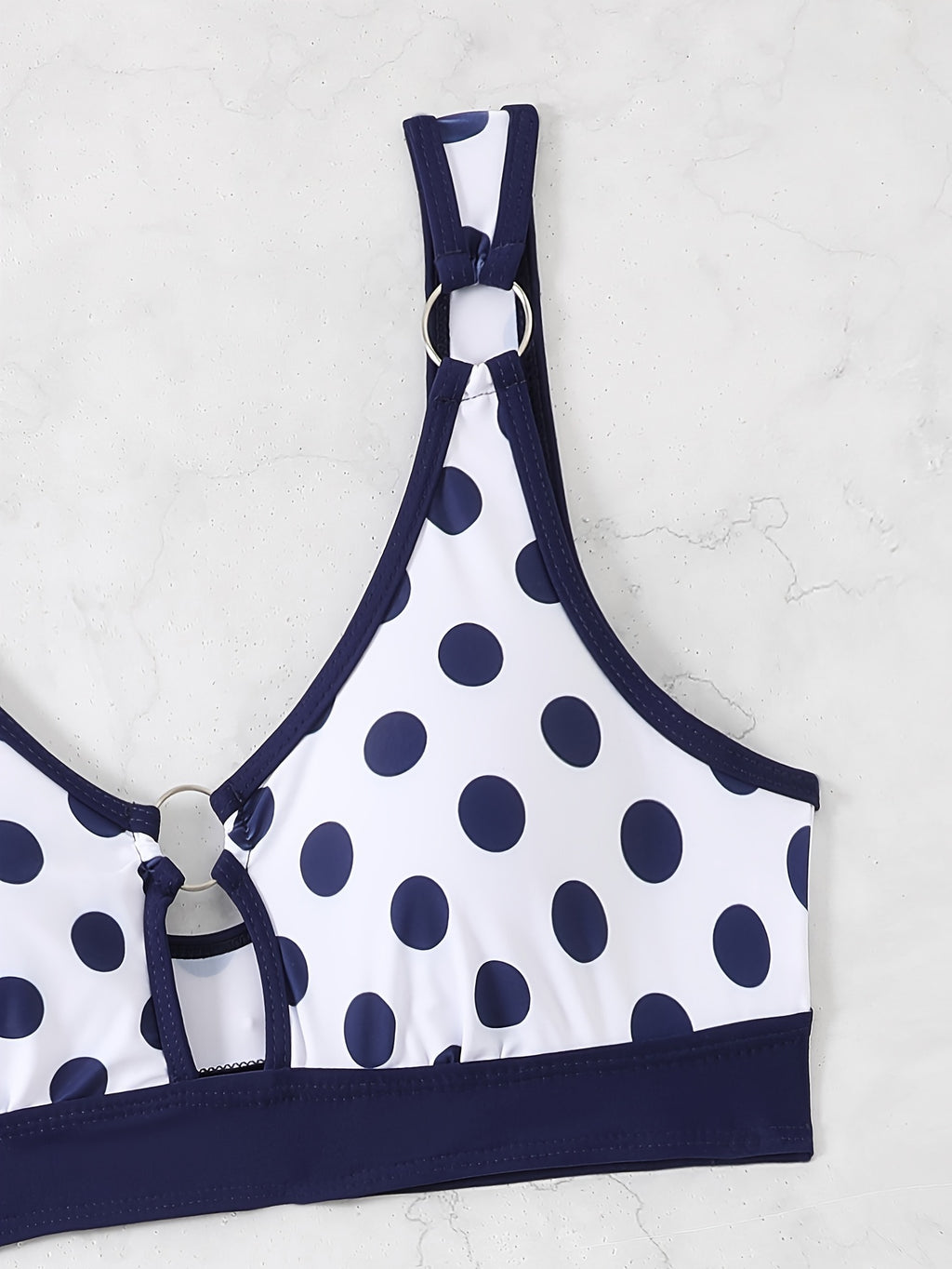 Women's Bikini Set With Random Prints, Sexy Polka Dot Ring Two-piece Swimsuit, Beach Style