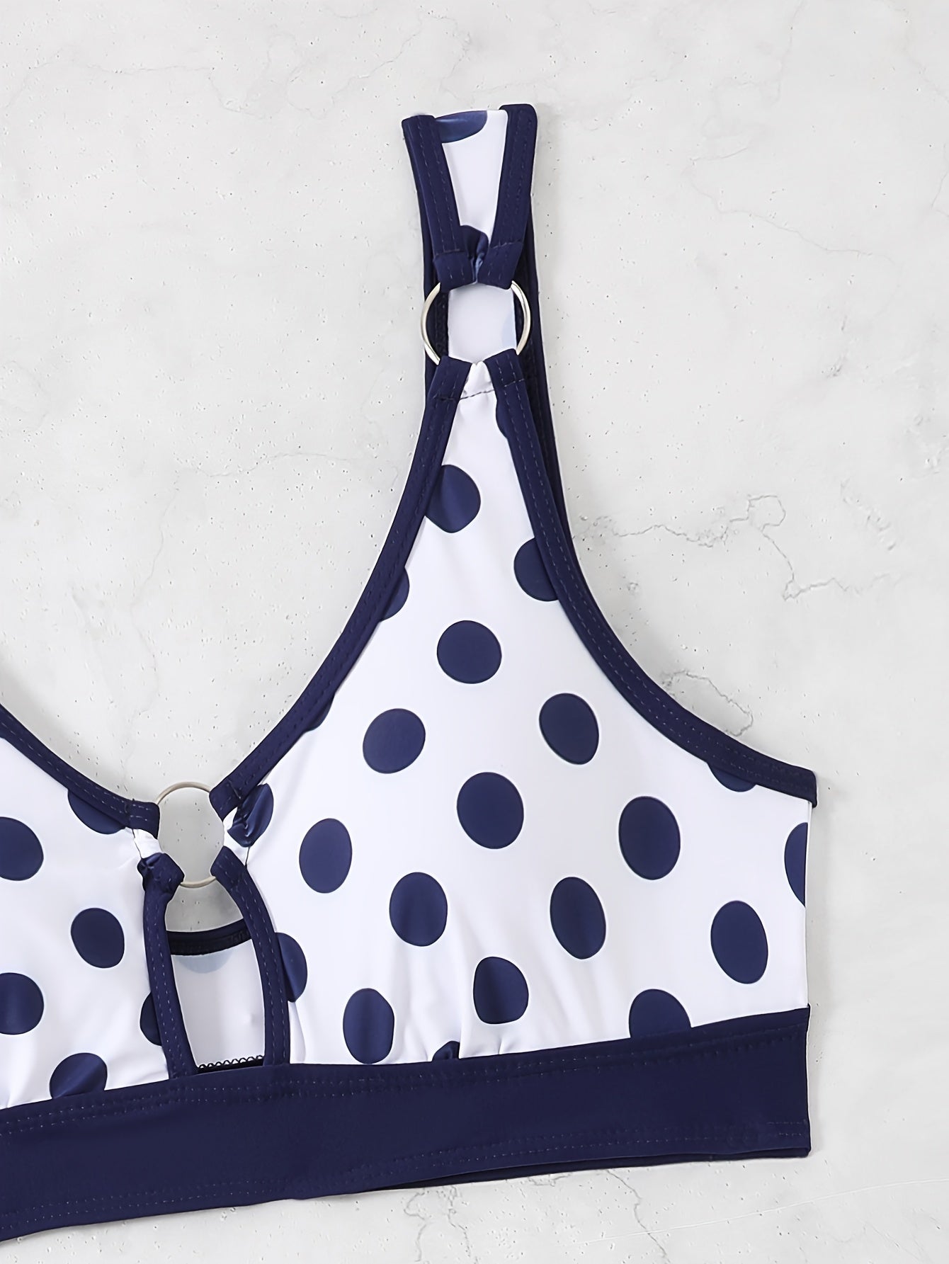 Women's Bikini Set With Random Prints, Sexy Polka Dot Ring Two-piece Swimsuit, Beach Style