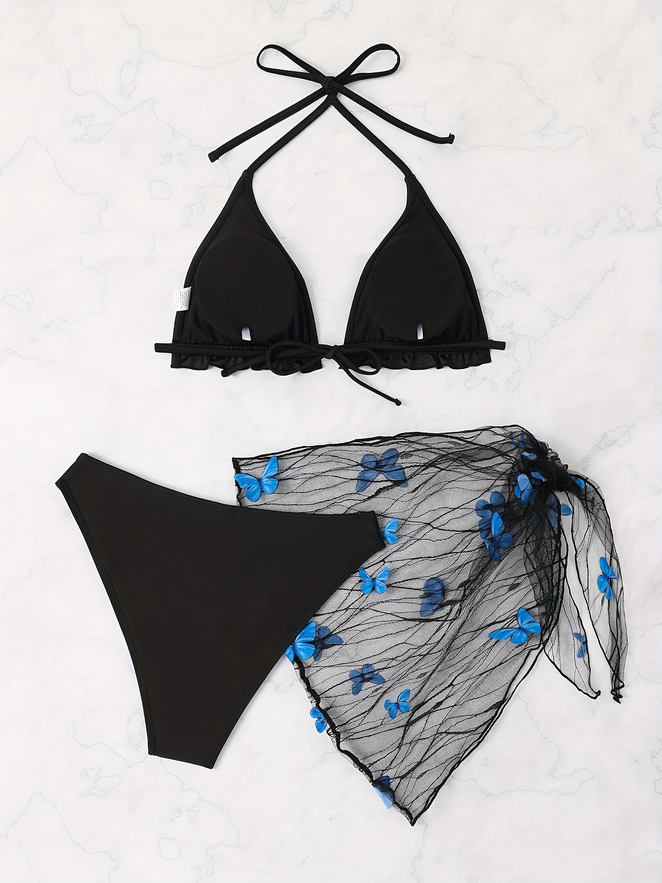 Women's Fashion Bikini Set, Sexy Mesh Skirt With Lace Trim, Holiday Style Swimsuit