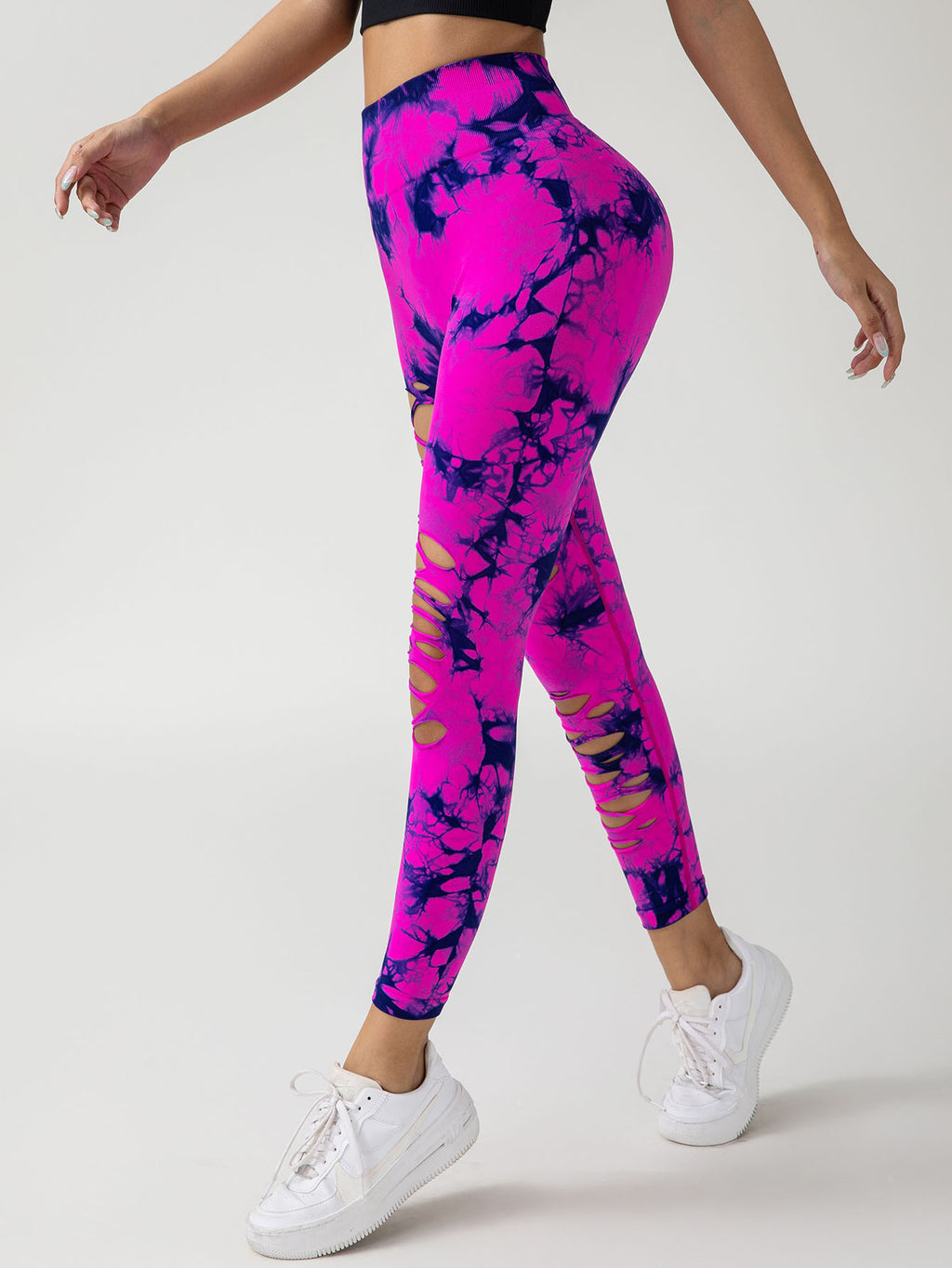 3 Pack New Style Hollow-Out Tie-Dye High-Waisted Tummy-Control Yoga Pants