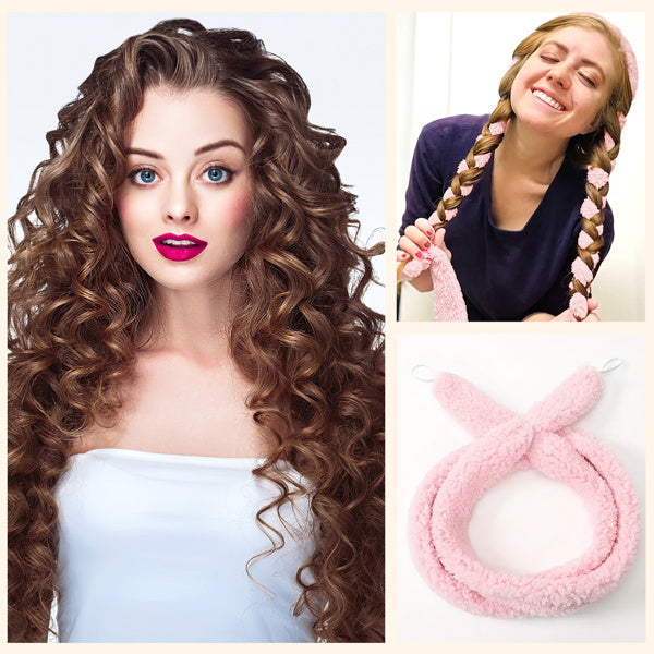 Satin Heat-free Curling Rollers, Lazy Natural Soft Wave DIY Heat-free Curls, Suitable For Overnight Use Before Sleep, Suitable For All Hair Types - Pink, Not Allowed To Be Sold On The Amazon Platform